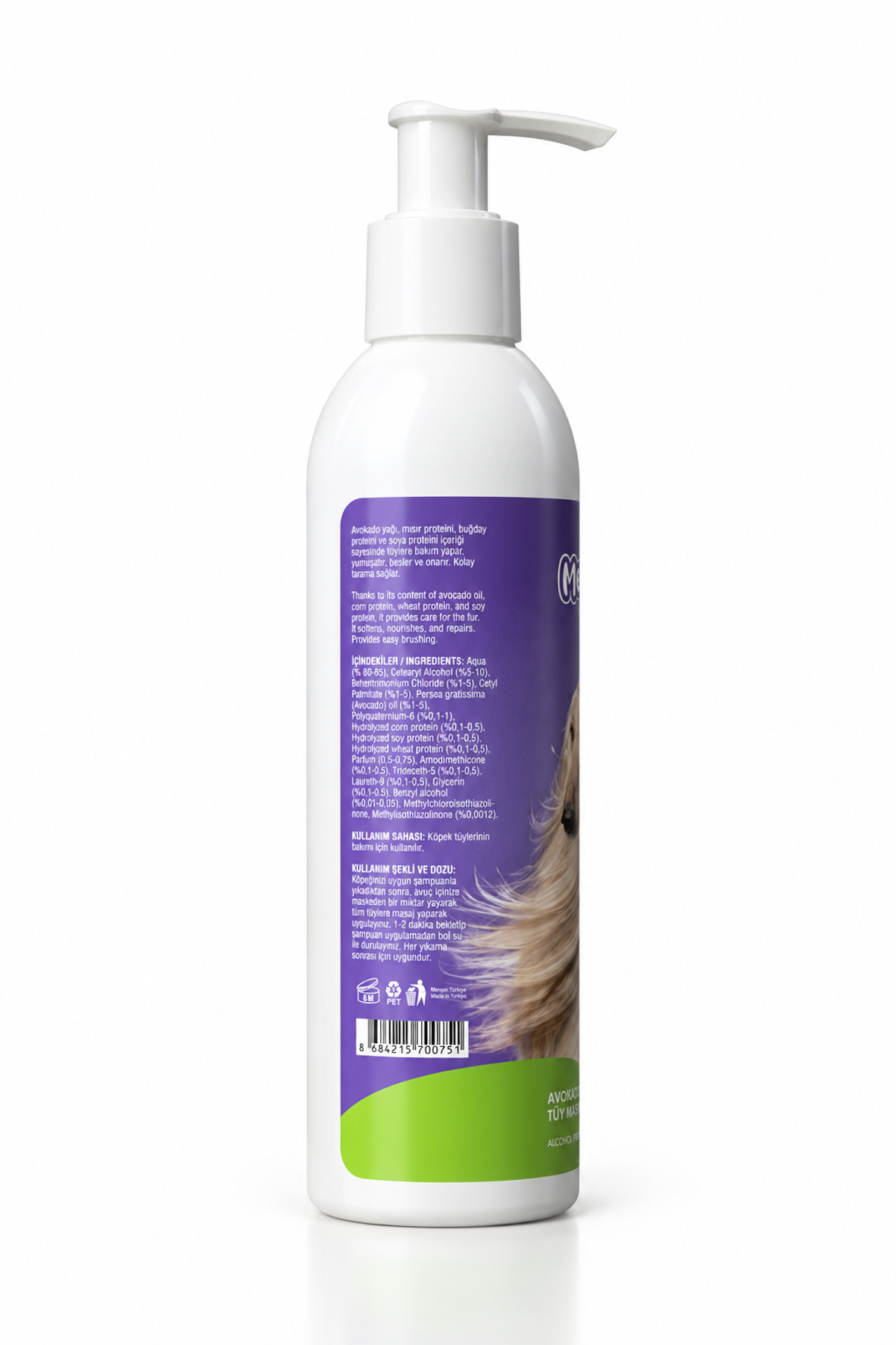 Avocado Coat Mask for Dogs 190 ml · packaging and label view