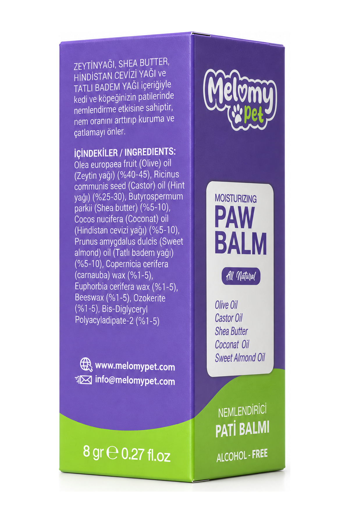 Nemlendirici Pati Balm 8 g · ambalaj ve etiket görünümü